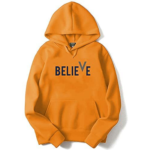 Adro Men's Cotton Neck Hooded Sweatshirt (H21-M-Bvv-Mu_Mustard_Xl)
