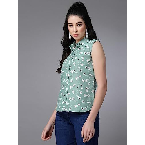 Oomph Summer Shirts For Women, Floral Printed, Green