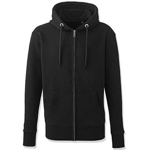 Adro Men's Solid Cotton Zipper Hoodies (Zh22-M-Pln-Bl_Black_S)
