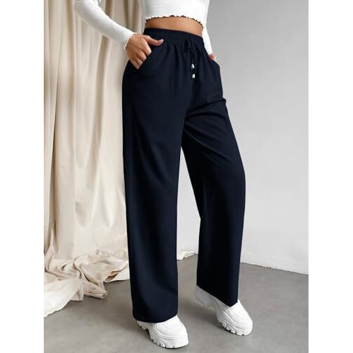 Leriya Fashion High Waist Trouser For Women | Summer Track Pants | Casual Trousers (X-Large, Blue)