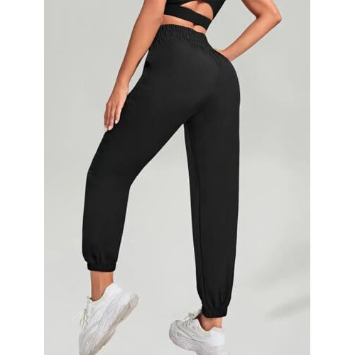 Leriya Fashion High Waist Trouser For Women | Summer Track Pants | Korean Trousers | Joggers Pants (Medium, Black)