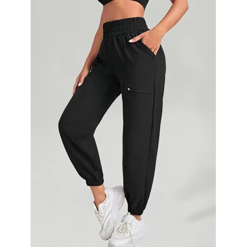 Leriya Fashion High Waist Trouser For Women | Summer Track Pants | Korean Trousers | Joggers Pants (Medium, Black)