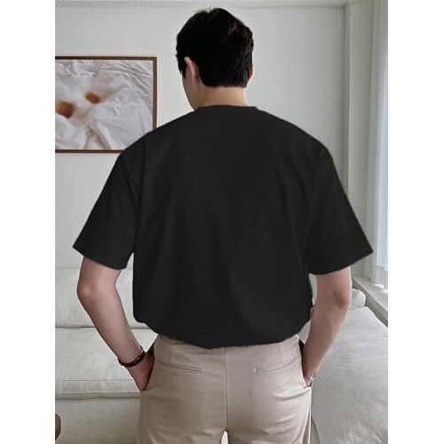 Leriya Fashion Men's Solid Oversized Fit T-Shirt (Lf-Mt-1074_Black Xl)