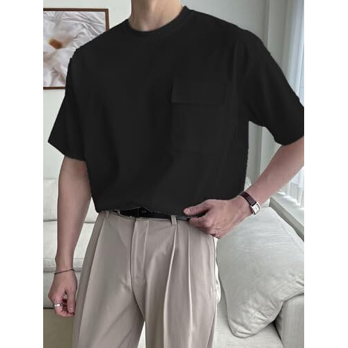 Leriya Fashion Men's Solid Oversized Fit T-Shirt (Lf-Mt-1074_Black Xl)