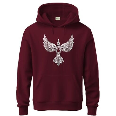Adro Men's Regular Fit Hoodies | Printed Hoodie| Cotton Hoodie | Mens Hoodies | Sweatshirt For Men | Hooded Hoodie|H24-Bird-Mr-Medium Maroon