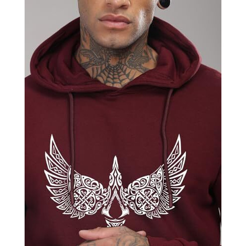 Adro Men's Regular Fit Hoodies | Printed Hoodie| Cotton Hoodie | Mens Hoodies | Sweatshirt For Men | Hooded Hoodie|H24-Bird-Mr-Medium Maroon