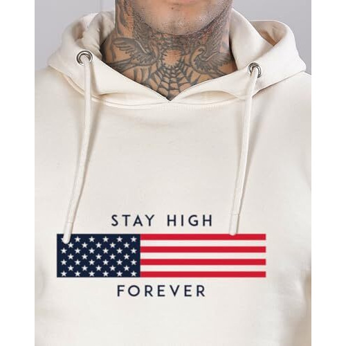 Adro Hoodies For Men, 320 Gsm Soft Cotton Hoodie Fabric, Long Lasting Printed Hoodies For Winter | Mens Hoodies | Sweatshirt For Men|H24-Flag-Ws-S White Sand