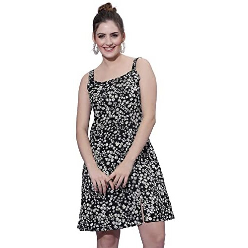 Oomph Women's Western & Fusion Wear Midi Dresses For Women, Black - Md542