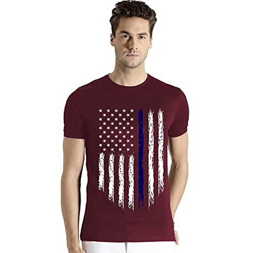 Adro Men's Regular Fit T-Shirt (Rnr-M-Usa-Bg_Maroon_2Xl)