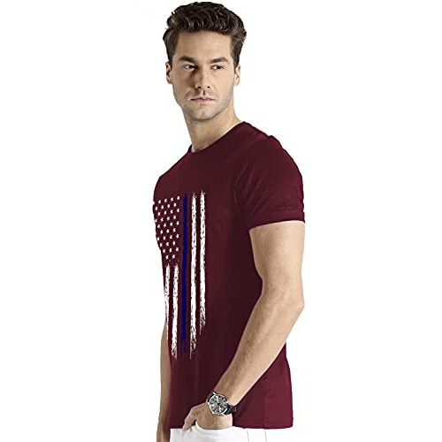 Adro Men's Regular Fit T-Shirt (Rnr-M-Usa-Bg_Maroon_2Xl)