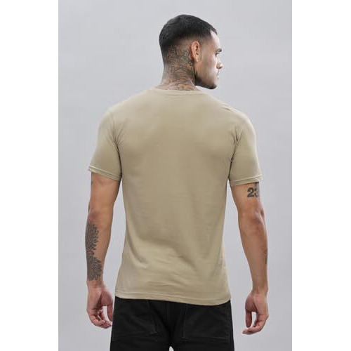 Adro V-Neck T Shirt For Men, 100% Cotton Vneck Tshirt Is Ideal For Casual Wear, Workouts And Loungewear, Adding A Stylish Touch.|Vn24-Pln-Be-S Beige
