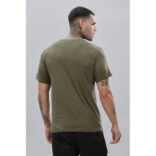 Adro V-Neck T Shirt For Men, 100% Cotton Vneck Tshirt Is Ideal For Casual Wear, Workouts And Loungewear, Adding A Stylish Touch.|Vn24-Pln-Ol-M Olive