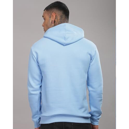 Adro Men's Cotton Neck Hooded Sweatshirt (H24-Bost-Sk_Sky Blue