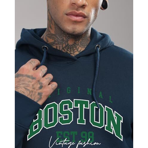 Adro Hoodies For Men | Printed Regular Fit Hoodie For Men | Cotton Hoodie | Mens Hoodies | Sweatshirt For Men | Hooded Hoodie|H24-Bost-Sb-M Teal (Medium)