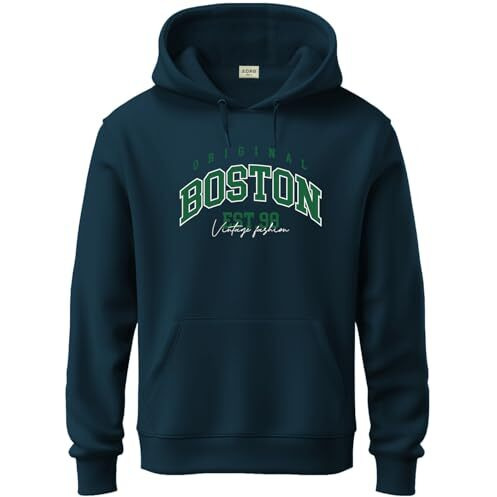 Adro Men's Cotton Neck Hooded Sweatshirt (H24-Bost-Sb_Teal