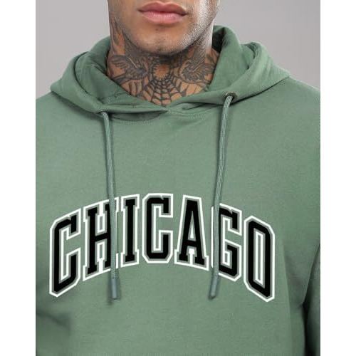 Adro Men's Cotton Neck Hooded Sweatshirt (H24-Cago-Pt-M_Pista)