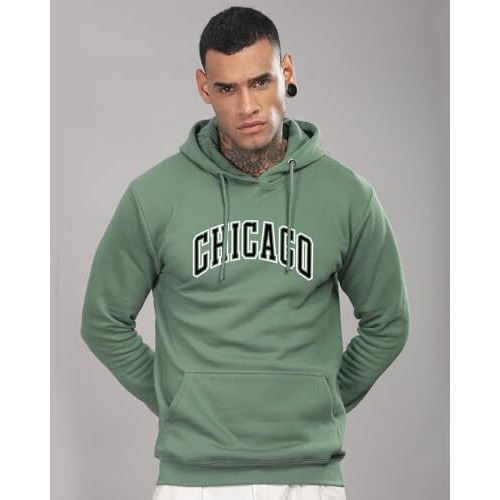 Adro Men's Cotton Neck Hooded Sweatshirt (H24-Cago-Pt-M_Pista)