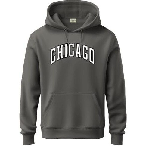 Adro Men's Cotton Neck Hooded Sweatshirt (H24-Cago-Sg_Steel Grey