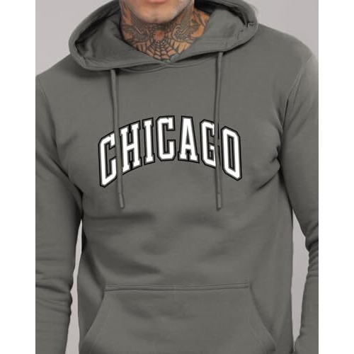 Adro Men's Cotton Neck Hooded Sweatshirt (H24-Cago-Sg_Steel Grey