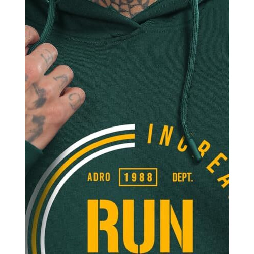 Adro Men's Cotton Neck Hooded Sweatshirt (H24-Fast-Grn-L_Green)
