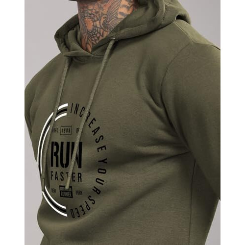 Adro Men's Cotton Neck Hooded Sweatshirt (H24-Fast-Ol_Olive