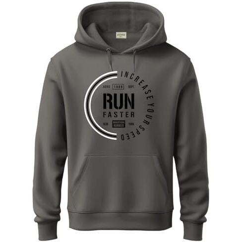 Adro Men's Cotton Neck Hooded Sweatshirt (H24-Fast-Sg_Steel Grey