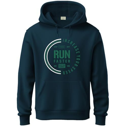 Adro Men's Cotton Neck Hooded Sweatshirt (H24-Fast-Sb_Teal