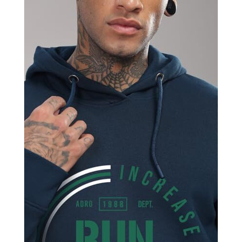 Adro Men's Cotton Neck Hooded Sweatshirt (H24-Fast-Sb_Teal