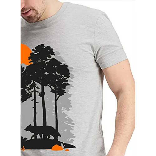 Adro Mens Sun Printed Cotton T-Shirt (Rn22-1-Sun-Gr_Grey_M)