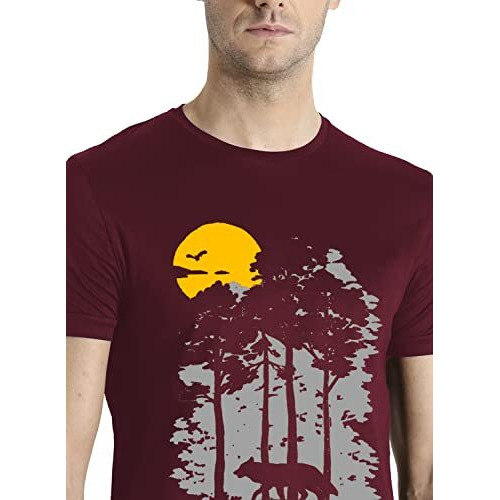 Adro Mens Sun Printed Cotton T-Shirt (Rn22-1-Sun-Mr_Maroon_Xl)