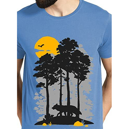 Adro Mens Sun Printed Cotton T-Shirt (Rn22-1-Sun-Sk_Skyblue_M)