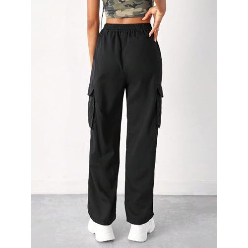 Leriya Fashion Cargo Women Casual High Rise Trouser (Lf-Tr976-01_Midnight, Black, Medium
