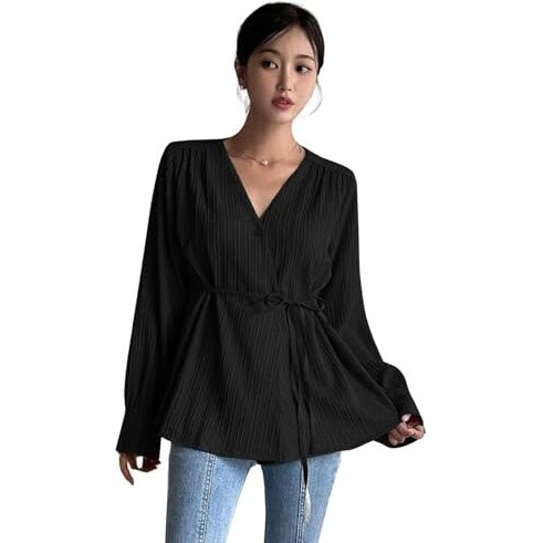 Leriya Fashion Women's Solid Regular Fit Top (Lf-W2052_Black L)