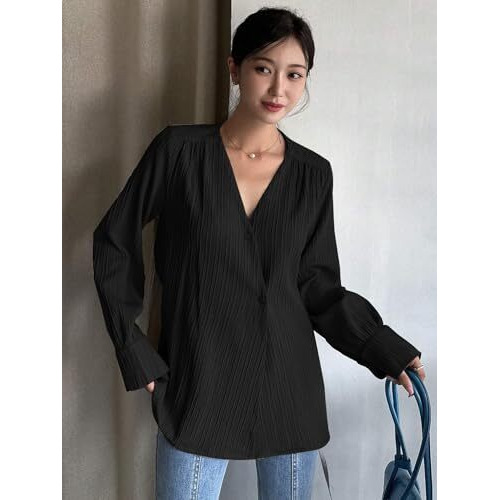 Leriya Fashion Women's Solid Regular Fit Top (Lf-W2052_Black L)