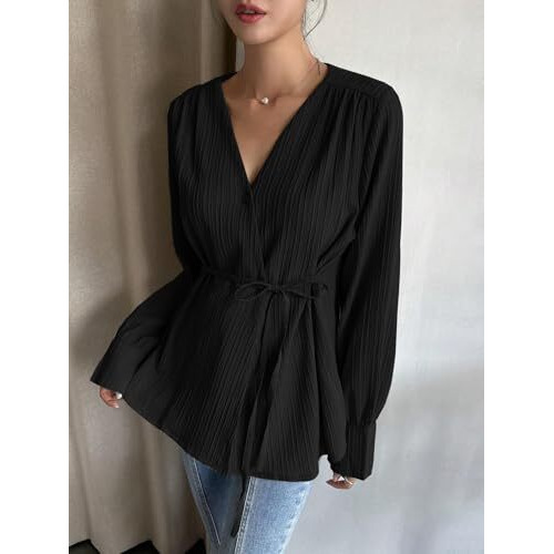 Leriya Fashion Women's Solid Regular Fit Top (Lf-W2052_Black L)