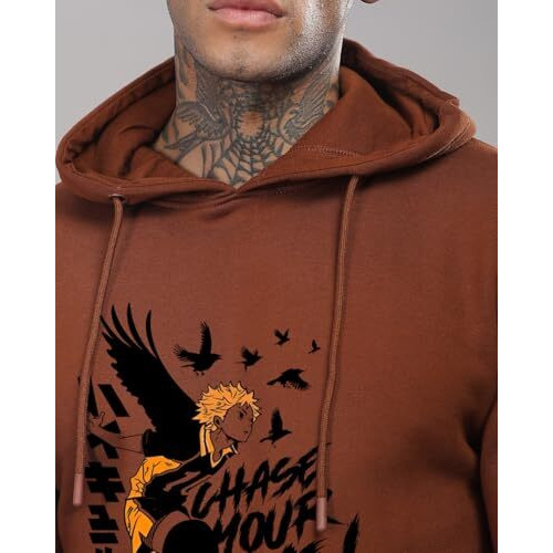 Adro Anime Hoodies For Men, 320 Gsm Soft Cotton Hoodie, Long Lasting Anime Printed Hoodie For Winter | Mens Hoodies | Sweatshirt For Men | H24-M-Dream-Br-S
