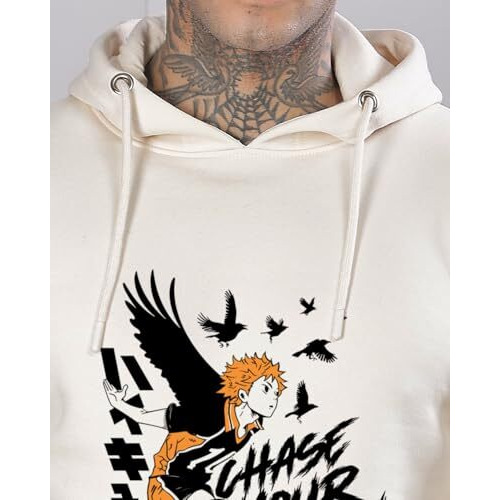 Adro Anime Hoodies For Men, 320 Gsm Soft Cotton Hoodie, Long Lasting Anime Printed Hoodie For Winter | Mens Hoodies | Sweatshirt For Men | H24-M-Dream-Ws-2Xl White Sand