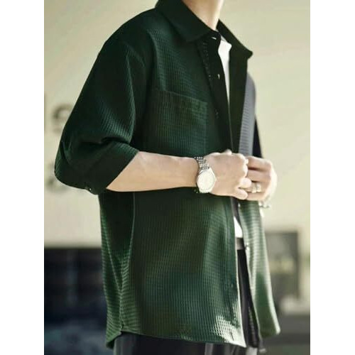 Dhruvi Trendz Mens Polly Cotton Men's Casual Shirt Regular Fit Casual (Dt-Ms-6138_Green_M)