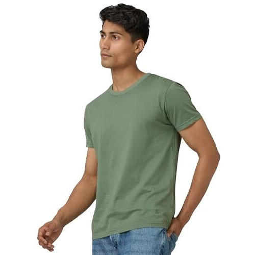 Xyxx Men's Cotton Solid Regular Fit T Shirt (Xy_Cr15_Tshirt_1_Sage Green)