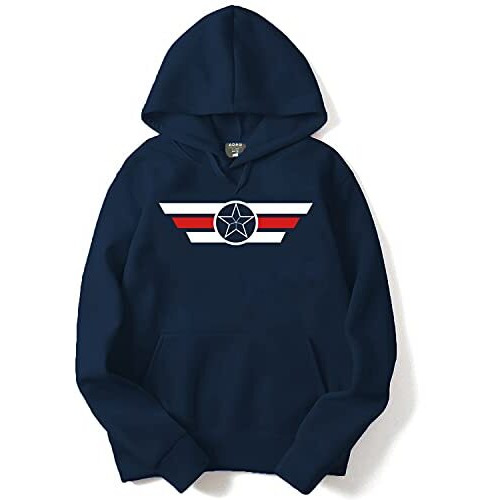 Adro Men's Cotton Neck Hooded Sweatshirt (H21-M-Cap-Nb_Navy_2Xl)