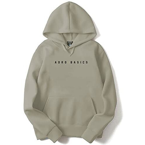 Adro Men's Cotton Neck Hooded Sweatshirt (H22-1-Ar2-Ch_Beige_S)