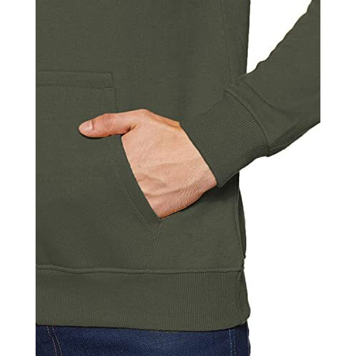Adro Men's Cotton Neck Hooded Sweatshirt (H22-1-Ar2-Ol_Olive_Xl)