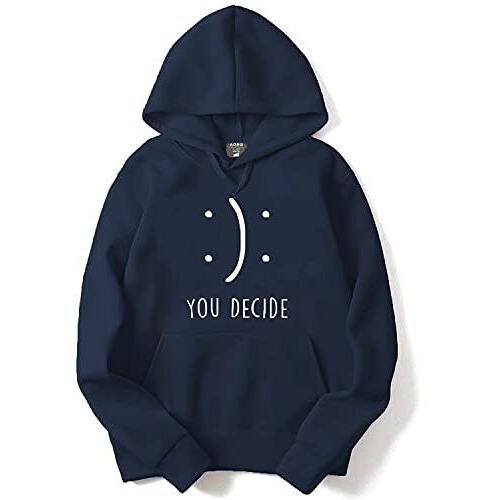 Adro Men's Cotton Neck Hooded Sweatshirt (H21-M-Dec-Nb_Navy_M)