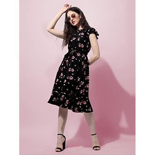 Oomph Women's Western & Fusion Wear Western Dresses For Women Black - Md505