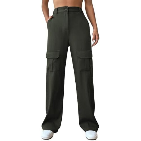 Leriya Fashion Women Cargo Pant | Woman Trousers | Women's High-Waisted Pant | Women Trousers Pants Green