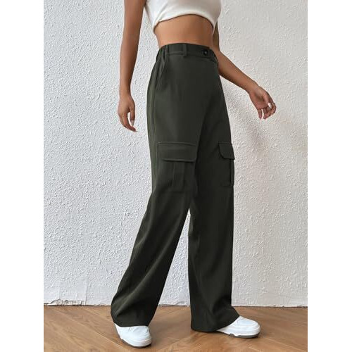 Leriya Fashion Women Cargo Pant | Woman Trousers | Women's High-Waisted Pant | Women Trousers Pants Green