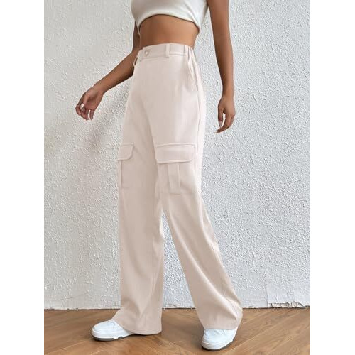 Leriya Fashion Women Cargo Pant | Woman Trousers | Women's High-Waisted Pant | Women Trousers Pants White