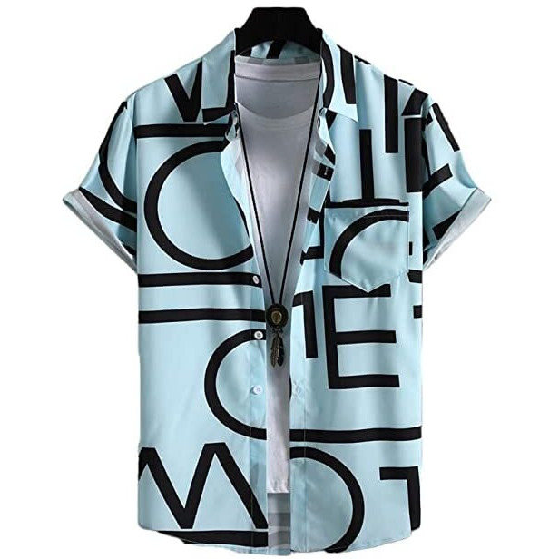 Lookmark Men's Cotton Blend Casual Beach Wear Shirts | Stylish Printed Shirts For Men | Comfortable Summer Wear | Party, Vacation & Daily Casuals (Pack Of 2) (Printed Shirt Adam Black-Adam Aqua-M)