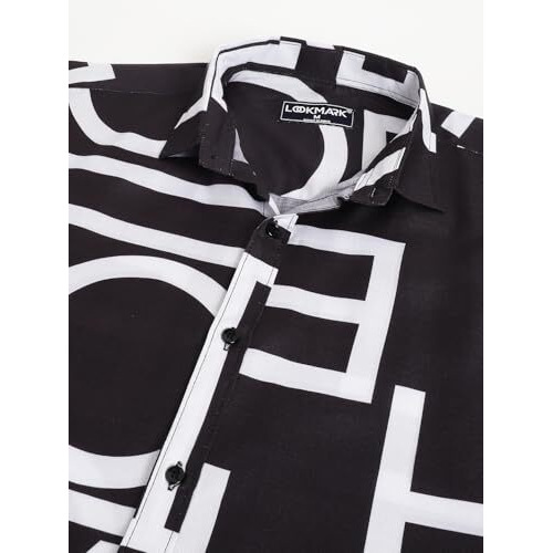 Lookmark Men's Cotton Blend Casual Beach Wear Shirts | Stylish Printed Shirts For Men | Comfortable Summer Wear | Party, Vacation & Daily Casuals (Pack Of 2) (Printed Shirt Adam Black-Zebra-S)