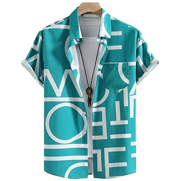 Lookmark Men's Cotton Blend Casual Beach Wear Shirts | Stylish Printed Shirts For Men | Comfortable Summer Wear | Party, Vacation & Daily Casuals (Pack Of 2) (Printed Shirt Adam Black-Adam Blue-M)